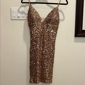 Sparkling Gold Sequin Mini Dress